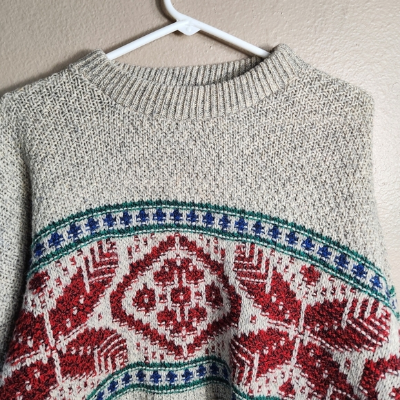 VTG American Eagle  Mens |L| Wool Blend Fair Isle Nordic Knit Crew Neck Sweater - Picture 2 of 7